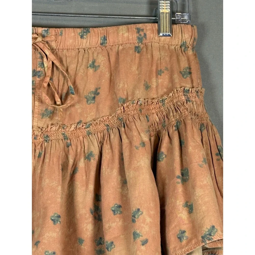 Free People Callista Printed Shorts Peach Boho Cottagecore Women's Medium - Picture 4 of 14